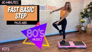 60 Minute FAST BASIC Step Aerobics  High Intensity Cardio Workout with ABS [upl. by Colville]