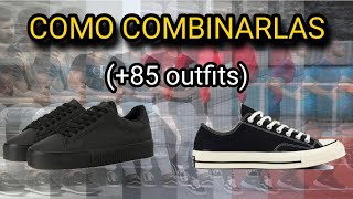 ● ZAPATILLAS NEGRAS ● como combinarlas y vestirlas bien cool 😎 ● sneakers y tenis negros ● [upl. by Hitoshi]