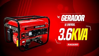 Gerador de Energia a Gasolina 36 KVA Monofásico 110v220v 7hp  Nagano [upl. by Mort]