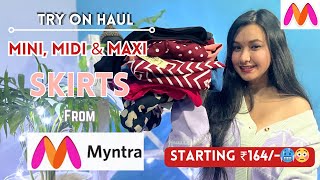 Starting Rs 164 😱💜 MYNTRA Skirts Haul  Mini Midi Maxi amp Slit Skirts  POOJA JUNG THAPA [upl. by Ariamoy]