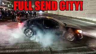 PURE INSANITY AT CAR MEET LEADS TO COPS SWARMING THE SHOW BURNOUTS STREET RACING  MORE [upl. by Park]