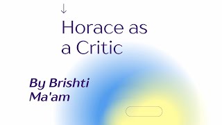 HORACE AS A CRITIC for NTA NET GATE SET [upl. by Aihtekal]