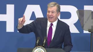 Gov Roy Cooper welcomes Vice President Kamala Harris to Fayetteville [upl. by Srednas]