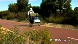 Man dressed as Stormtrooper walks across Australia [upl. by Aronek]