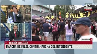 Tensión en Ezeiza marcha de Milei y contramarcha del oficialismo [upl. by Alehs]