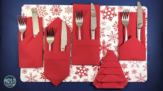 5 Easy ways to fold a paper Napkin for Christmas  Napkin Folding [upl. by Navonoj]