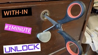 How to Unlock Drawer Without Key  Paper Clip amp Scissor [upl. by Ecined]