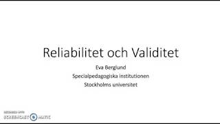 Reliabilitet och validitet [upl. by Eyaf221]