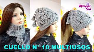 PARTE 1 Como tejer el Cuello N° 10 multiusos a crochet en punto espiga y relieves para niñas y damas [upl. by Retniw260]