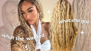 BLONDE BOHO BRAIDS  JORDYN WOODS INSPIRED 😍  create your own custom blend amp curly hair to use [upl. by Yoccm]