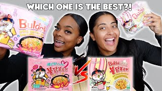 BULDAK CARBONARA VS CREAM CARBONARA  Trying different ramen noodles 🍜  Samyang Mukbang [upl. by Norehs807]