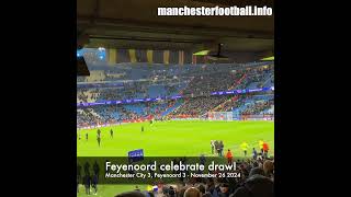 Feyenoord celebrate comeback 33 draw at Man City with fans at full time mcfc feyenoord mcifey [upl. by Montford664]