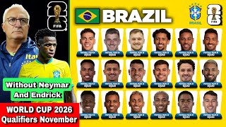 Brazil Squad amp Potential Starting Lineup For FIFA World Cup 2026 Qualifying Matches In November [upl. by Hennessey]