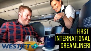 Review WESTJET 7879 Dreamliner LONG HAUL Inaugural Flight NEW Business Class [upl. by Alilad]