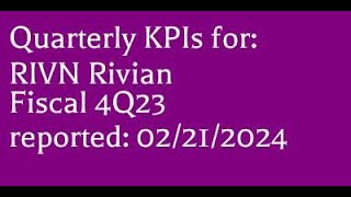 RIVN 02212024 4Q fiscal 2023 Rivian earnings report KPIs 4K [upl. by Nodanrb397]