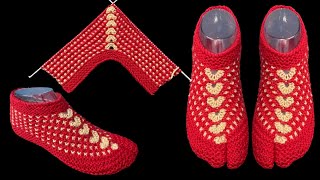 New Knitting Pattern For Ladies SocksShoesSlippersJurabJuttiAnguthe Wali Designer Socks  205 [upl. by Navada]