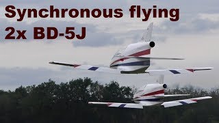 Synchronous flying 2x BD5J Microjet GB models 2017 [upl. by Gati]