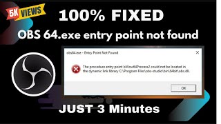 How To Fix obs64exeobs entry point not found Windows 1011 [upl. by Lanita]