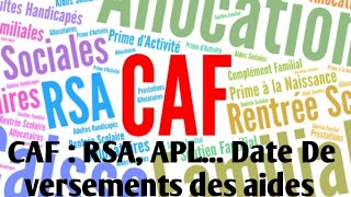 CAF  RSA APL voici le calendrier des versements des aides sociales à venir jusquen décembre [upl. by Floria]