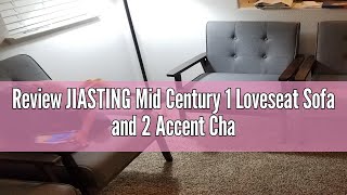 Review JIASTING Mid Century 1 Loveseat Sofa and 2 Accent Chairs Set Modern Wood Arm Couch and Chair [upl. by Aikemahs]