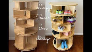 How to make spinning shoe rack DIY WoodWorking [upl. by Riaj749]