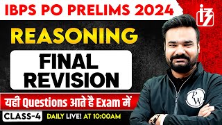 IBPS PO Preparation 2024  IBPS PO Reasoning Final Revision  by Arpit Sir 4 [upl. by Deutsch]