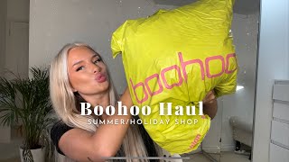 BOOHOO SUMMER HAUL  Bikinis Beach Event outfits Evening wear dc BOOHOO10 [upl. by Smoht]