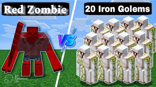 Minecraft Mutant Red Zombie Vs 20 Iron Golems [upl. by Woodford]