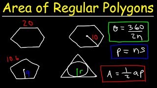 Area of Regular Polygons  Hexagons Pentagons amp Equilateral Triangles With Inscribed Circles [upl. by Tabitha]