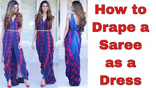 How to Drape a Saree as a Dress  Tia Bhuva [upl. by Edmea]