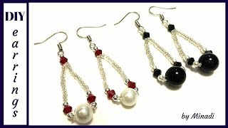 5 minutes DIY earrings Simple beaded earrings Beads earrings beginner pattern [upl. by Akiram745]