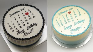 CAKE KALENDER  tutorial membuat kue ulang tahun kalender  korean cake  butter cream [upl. by Anette824]