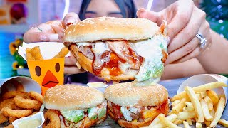 ASMR BURGER KING MUKBANG  EATING CHEESE WHOPPER BACON KING CHICKEN FRIES ONION RINGS messy [upl. by Garner]