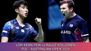 Loh Kean Yew vs Kalle Koljonen  Badminton Australian Open 2024 [upl. by Aicilas804]