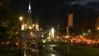 Procession Mariale aux flambeaux at the Sanctuaire de Lourdes  8 September 2024 [upl. by Mclain487]