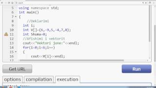 Vektori deklarimi afishimi dhe gjetja e shumes se vektorit [upl. by Oaht]