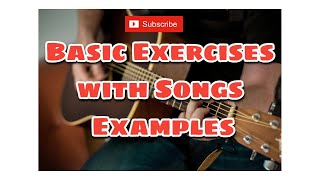 Basic Exercise with Songs Examples  Tabs  Turn phone in Landscape mode for better view [upl. by Jermaine]