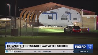 12 FranktonLapel Community School buses damaged in overnight storms [upl. by Atnuahc831]