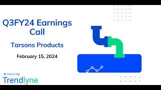 Tarsons Products Earnings Call for Q3FY24 [upl. by Airotkiv70]