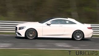 2015 MercedesBenz S500 and S63 AMG Coupe testing on the Nürburgring Nordschleife [upl. by Nylinnej953]