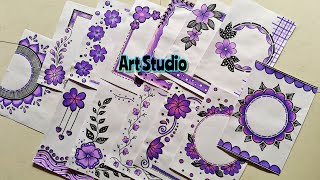 20 PURPLE BORDER DESIGNSPROJECT WORK DESIGNSA4 SHEETFILEFRONT PAGE DESIGN FOR SCHOOL PROJECTS [upl. by Jacy]