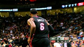 Wade amp Bosh look on as LBJ runs oneman fastbreak [upl. by Walt]