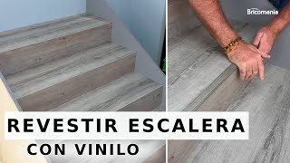 FORRAR ESCALERAS con VINILO Cómo revestir la escalera PASO a PASO con Bricomania [upl. by Notlrak]