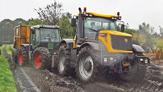 Harvesting Mais In The Mud  JCB Fastrac 8250  Claas Xerion  FENDT Xylon  Modderen [upl. by Valera]