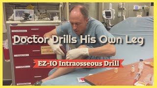 A Doctor Drills His Own Leg with an IO Needle [upl. by Oijres]