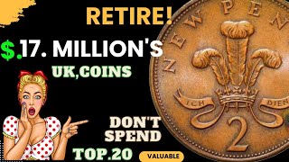 Top 20 Most valuable UK 2 New Pence Rare UK One penny coins worth A lot of money Coins Worth money [upl. by Catto]