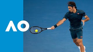 Federer finishes epic rally in style v Tsitsipas CPA Shot of the Day  Australian Open 2019 [upl. by Wulfe858]