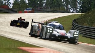 Battle F1 RedBull 17 vs LMP Porsche 919 Hybrid at NurburgringNordschleife [upl. by Faxan]