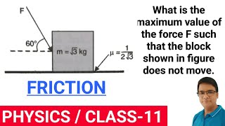 Maximum value of force F such that block does not moveFrictionLaws of Motionstatic friction [upl. by Nitsu]