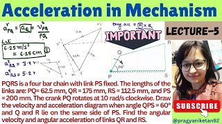 Problem4 Four Bar Chain  Velocity and Acceleration Diagram  Step by Step important [upl. by Dinan528]